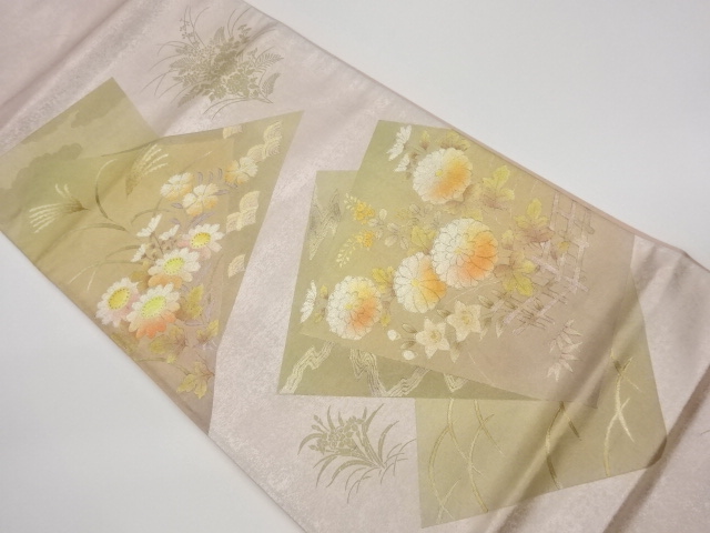 着物・帯 ] - 袋帯 リサイクル 金彩色紙に秋草模様袋帯|お茶道具・着物 